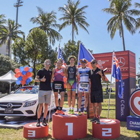 Luke McKenzie wins the Challenge Asia Pacific Championship Podium for three of the best triathlon ‘Super Mums’