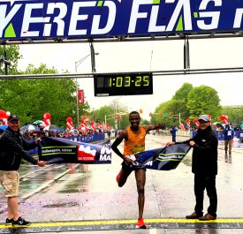 Kenyans Panuel Mkungo and Ivy Kibet win the 43rd OneAmerica 500 Festival Mini-Marathon